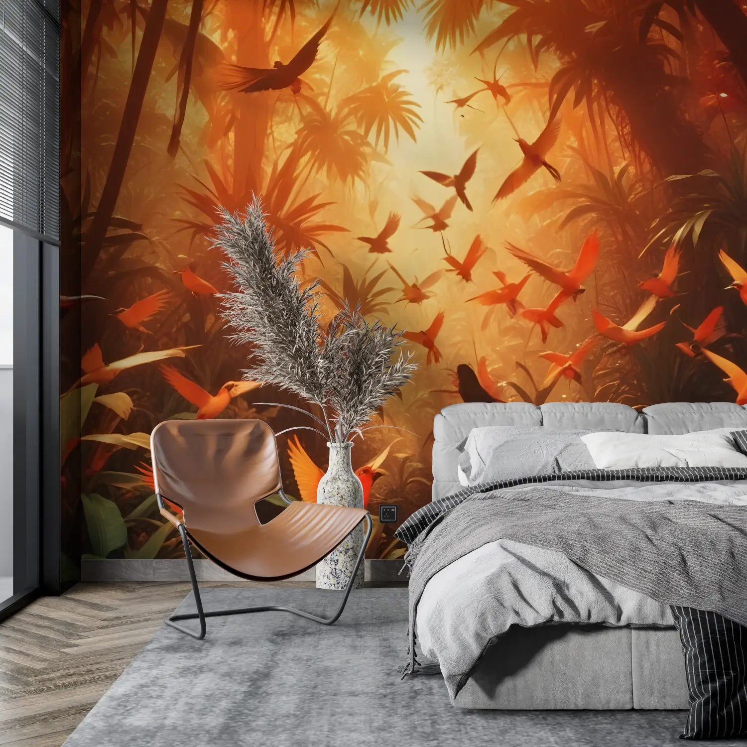 Papier Peint Jungle Orange - 4murs