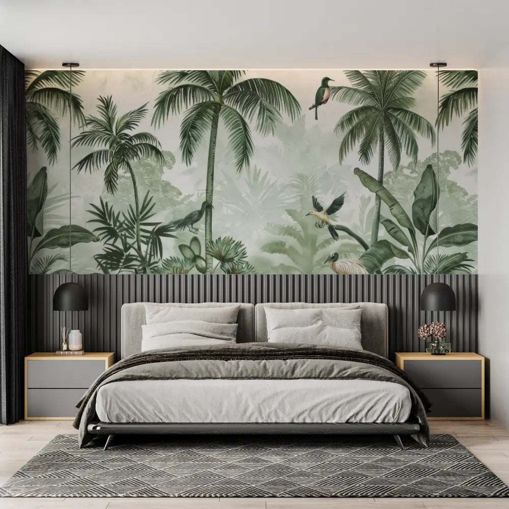 Papier Peint Jungle Vert De Gris - tendance 2024