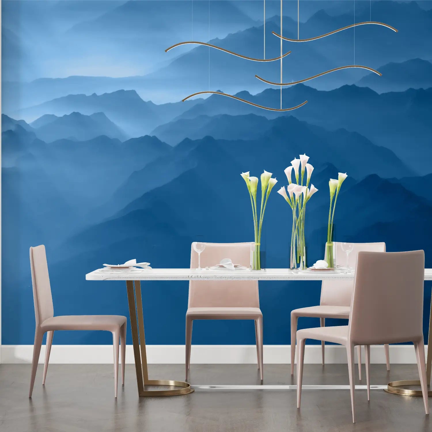 Papier Peint Montagne Bleu - tendance 2024