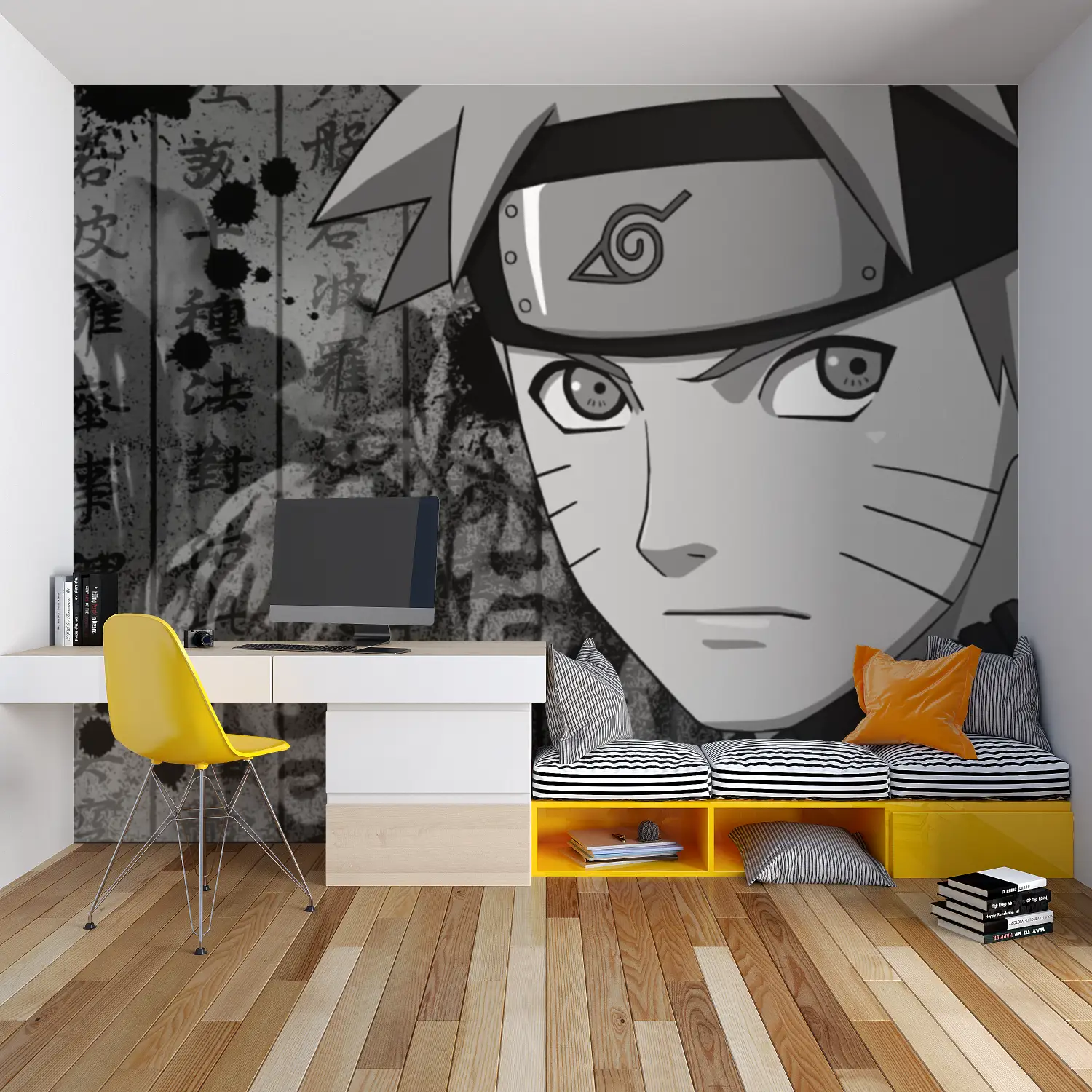 Papier Peint Naruto Blanc Noir - tapisserie garçon