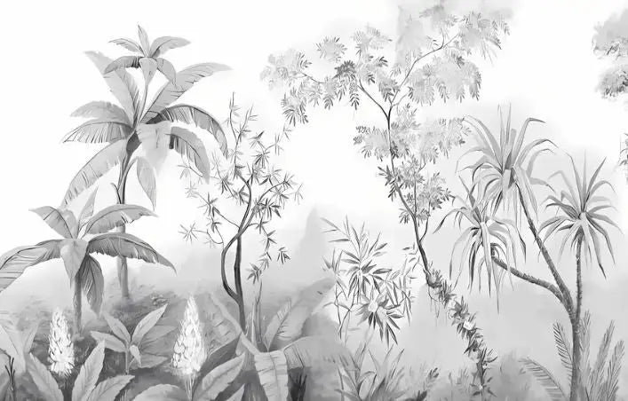 Black and white wallpaper jungles