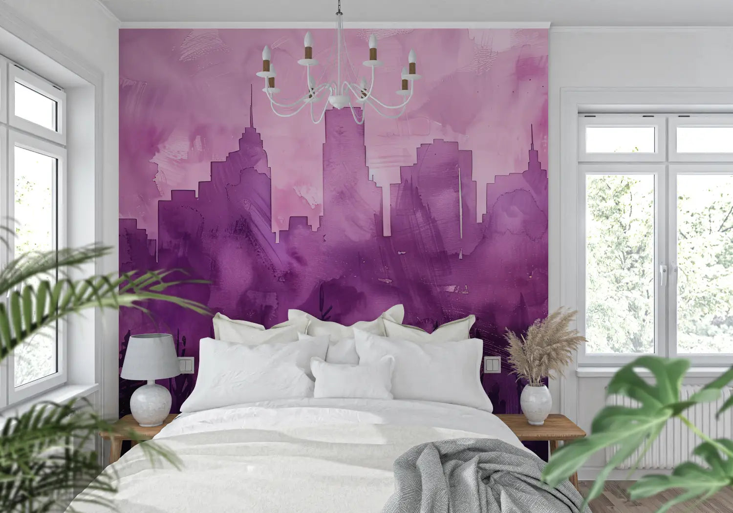 Papier Peint Noir Et Violet - tendance mur