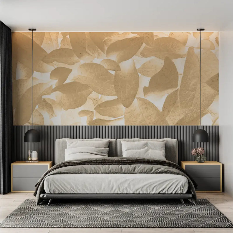 Papier Peint Ocre Doré - chambre adulte