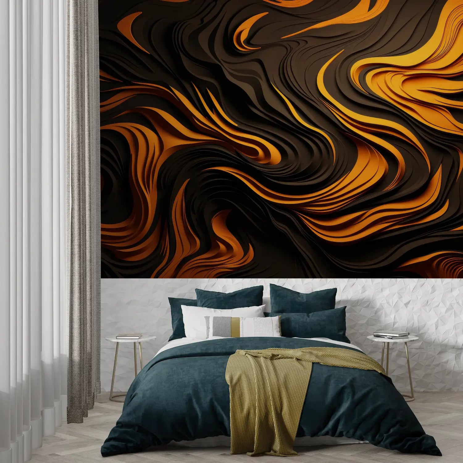 Papier Peint Orange Et Noir Design - panoramique tendance