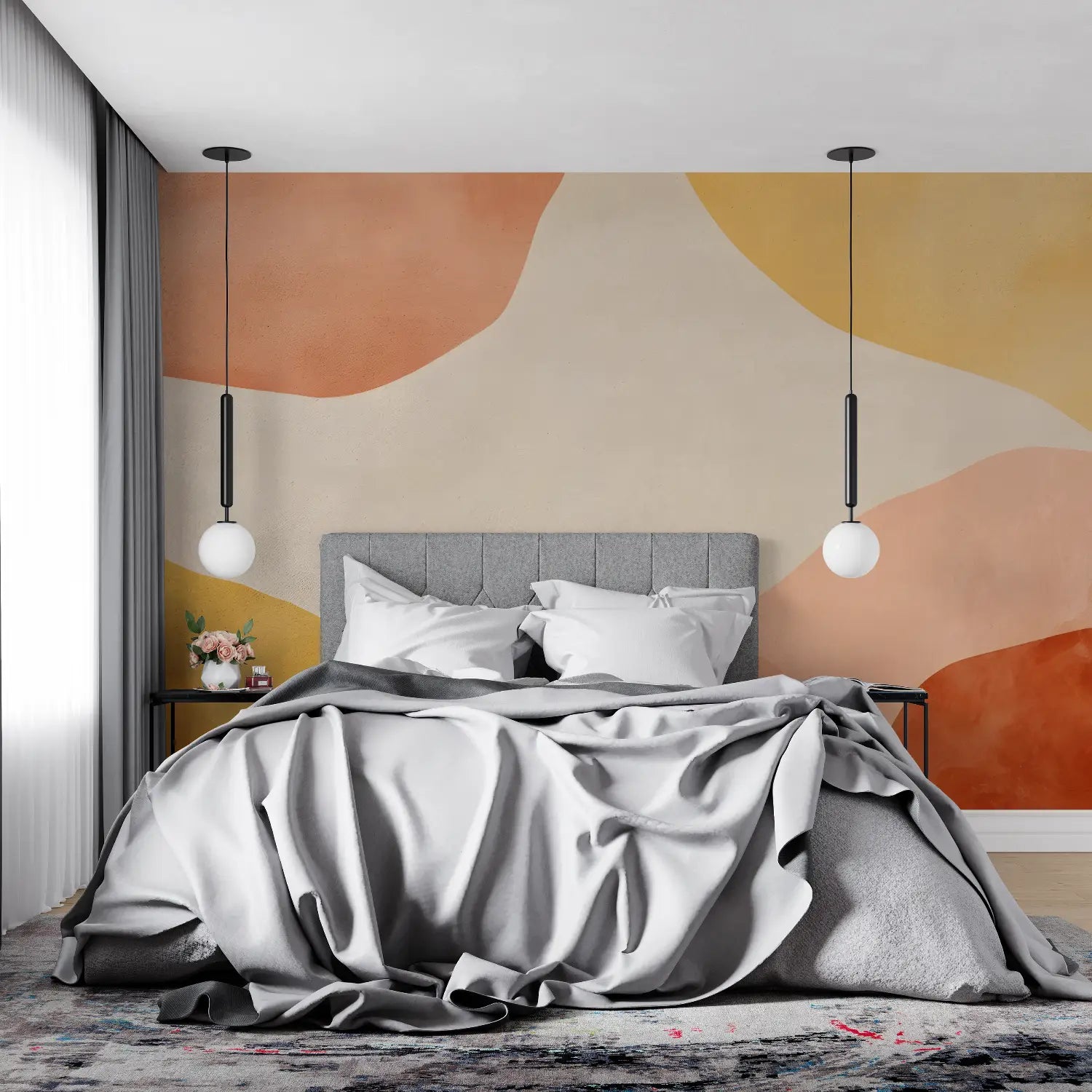 Papier Peint Orange Pastels - mur cuisine