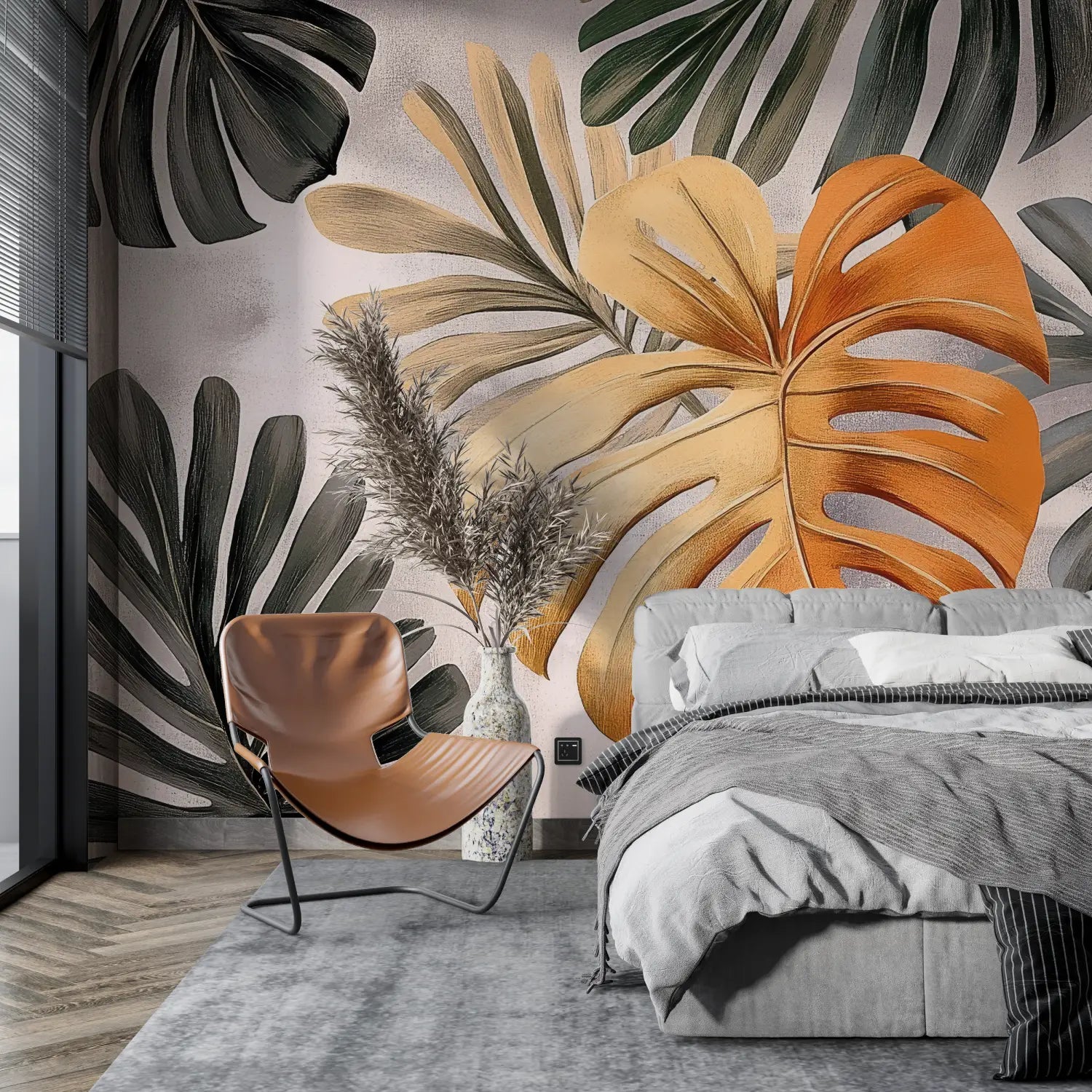 Papier Peint Orange Tropical - tendance mur