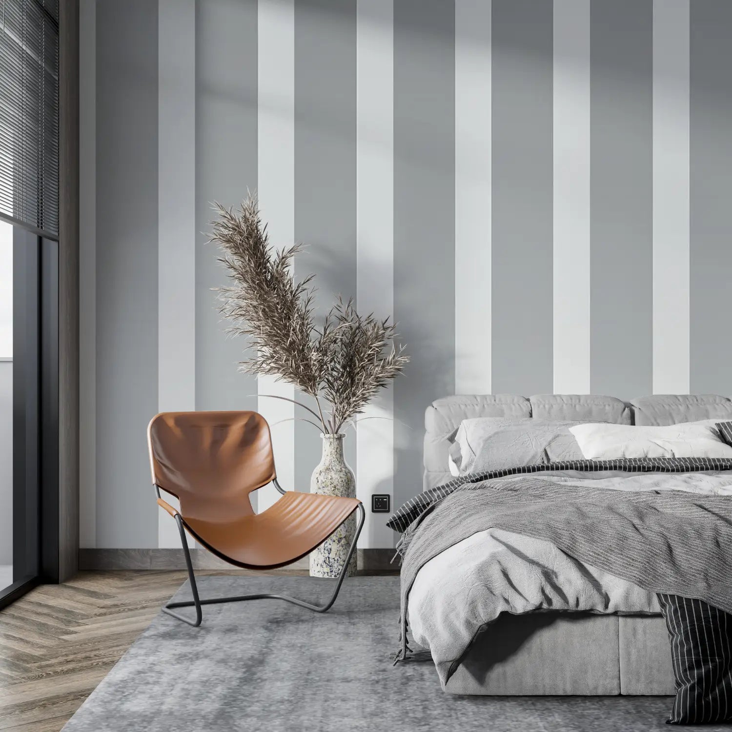 Papier Peint Rayure Gris Et Blanc - tendance mur