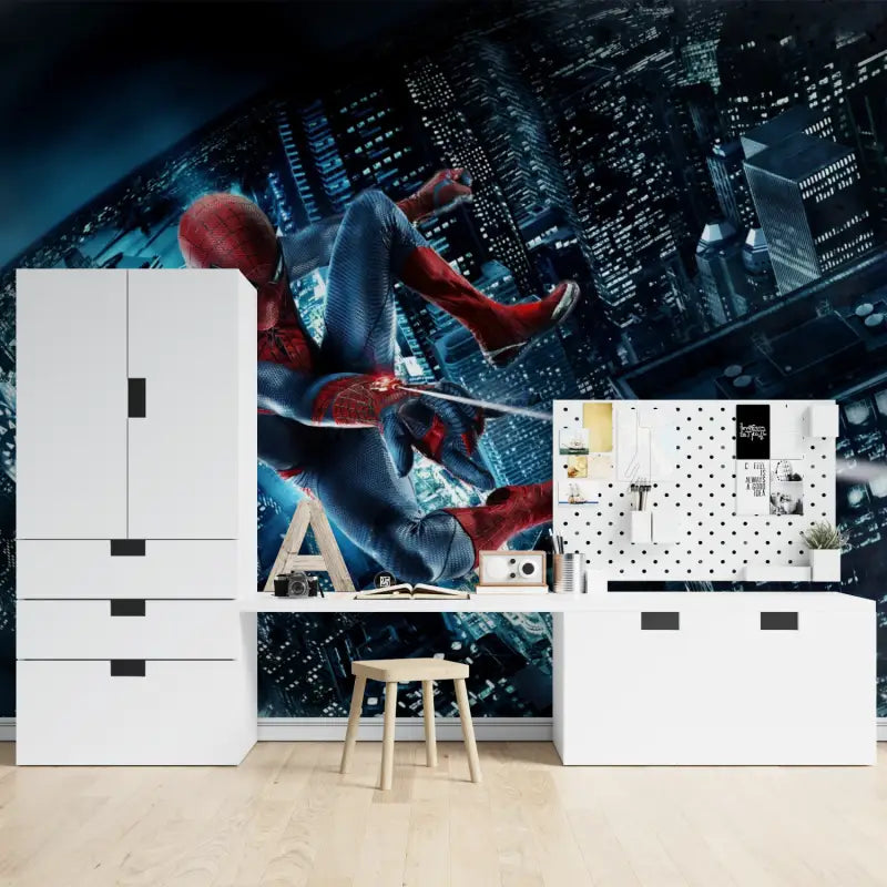 Papier Peint Spiderman Chambre Enfant - chambre garçon lit