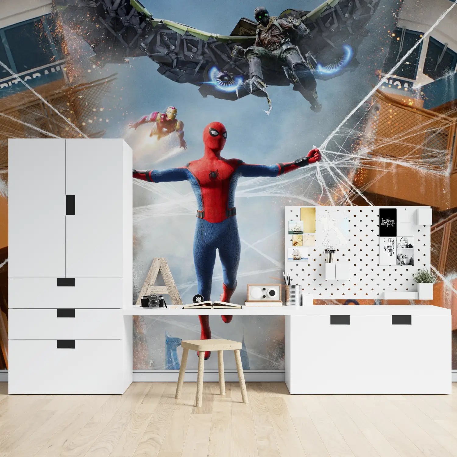 Papier Peint Spiderman Vautour Ironman - tapisserie hero