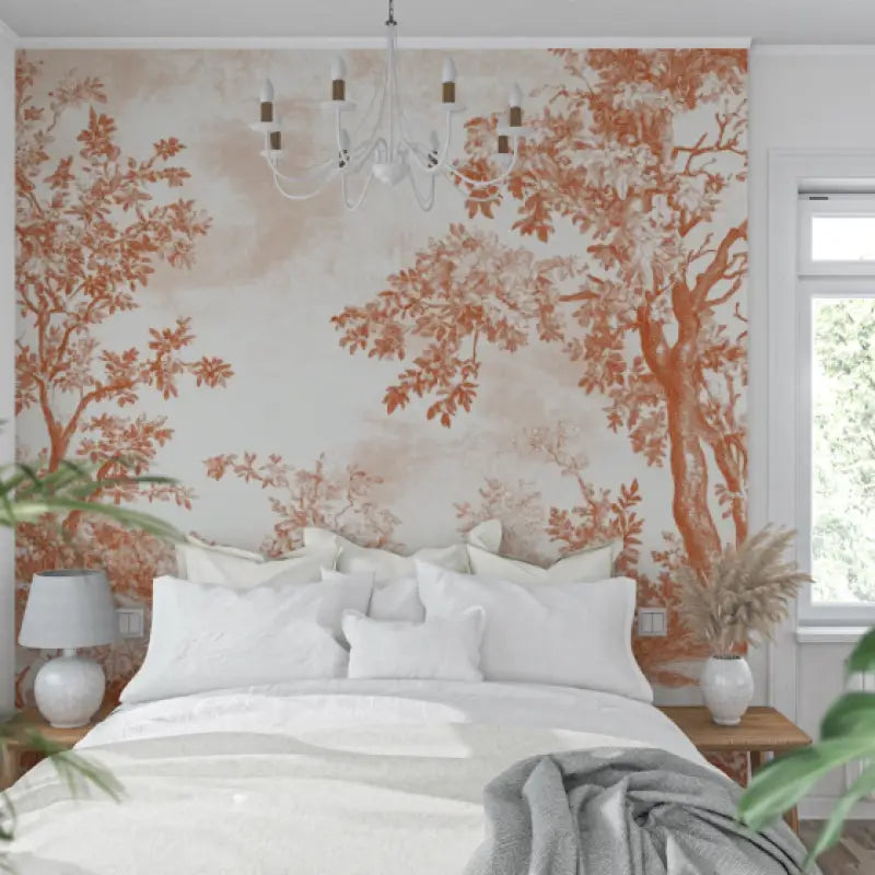 Papier peint terracotta style t... jouy moderne tendance mur