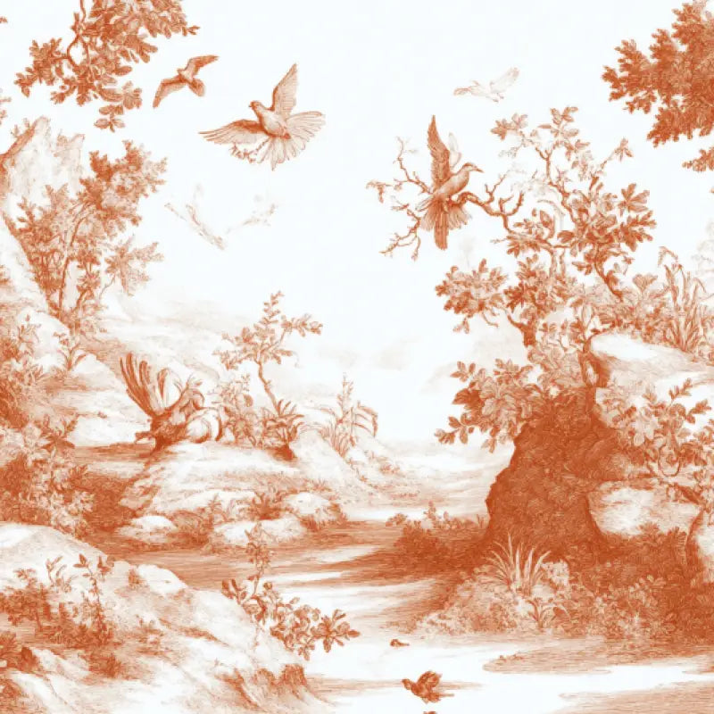 Papier Peint Terracotta Toile De Jouy Tendance