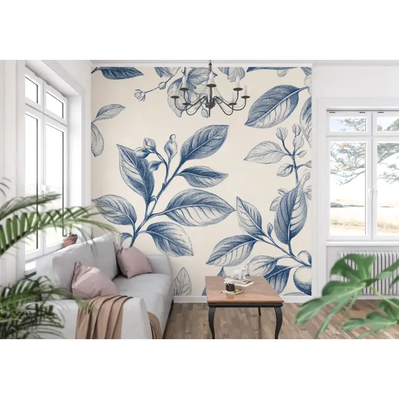 Papier Peint Toile De Jouy Motif Fleurs - panoramique-mur