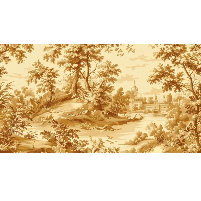 Papier Peint Toile De Jouy Paysage Jaune