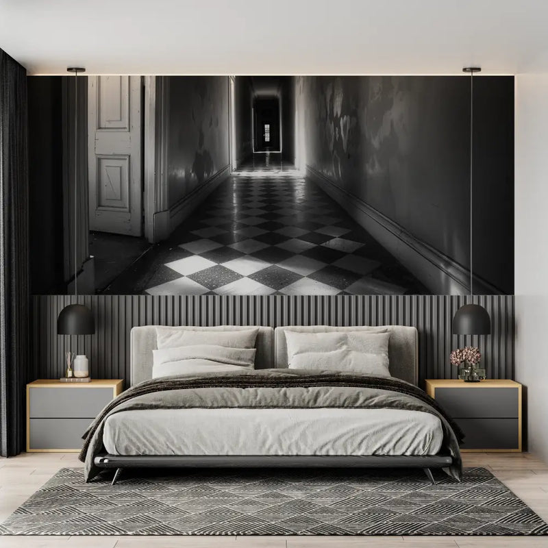 Papier Peint Trompe L Oeil Noir Et Blanc - chambre adulte