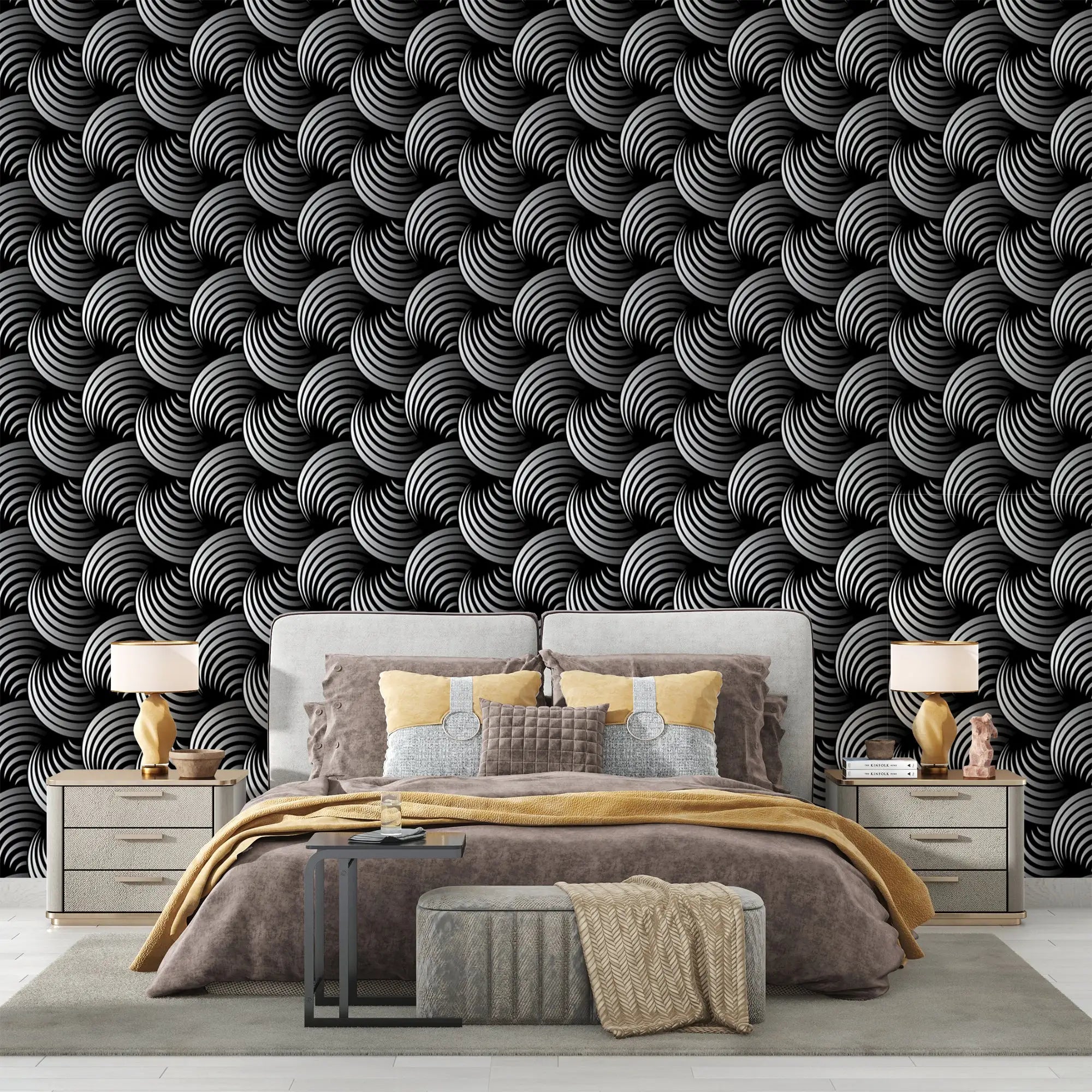 Black and White Trompe L'Oeil Wallpaper - Second Image