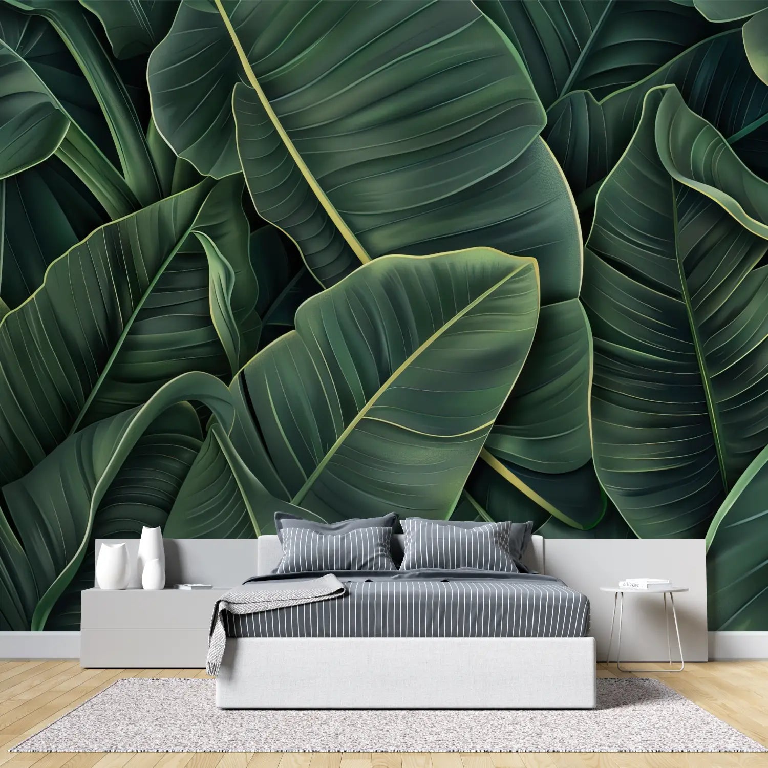 Papier Peint Tropical Vert - chambre adulte