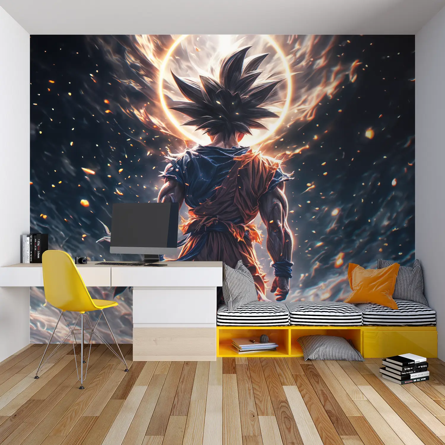 Papier Peint Vegeta Design - chambre garçon lit