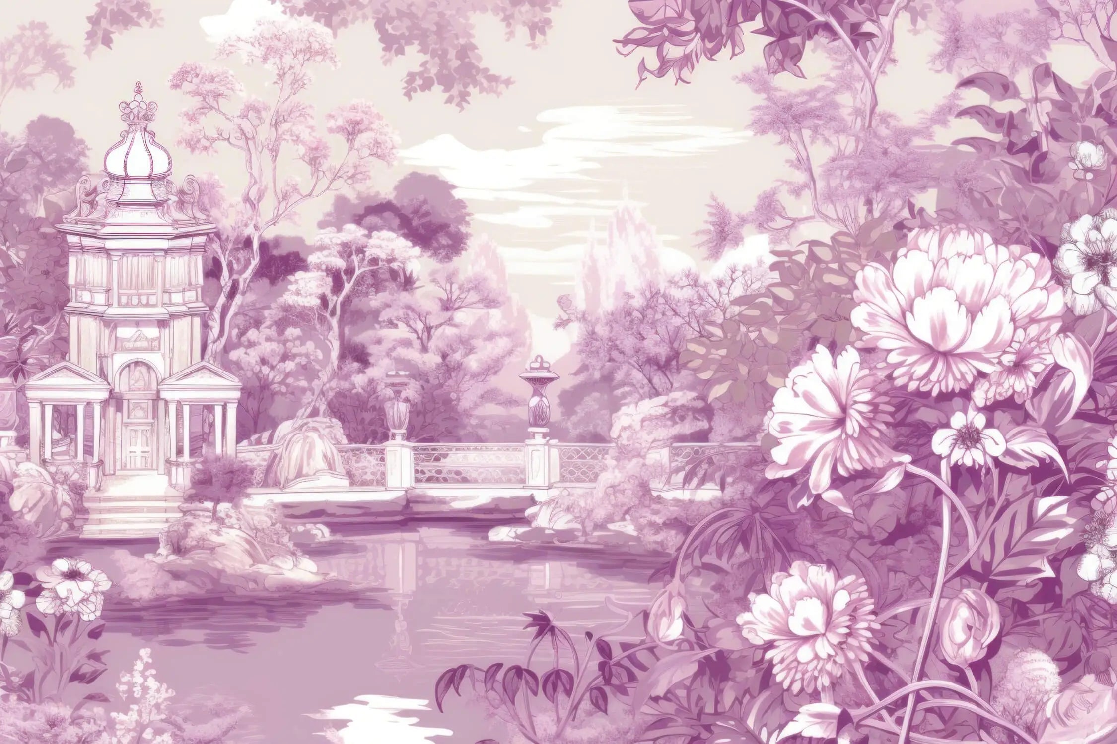 Papier Peint Violet Toile De Jouy