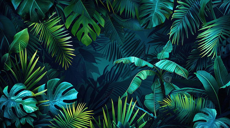 Tropical Green Foliage Wallpaper