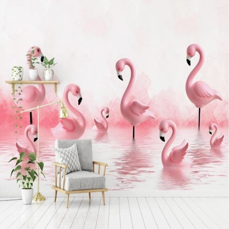 Papier Peint Flamant Rose Chambre Fille