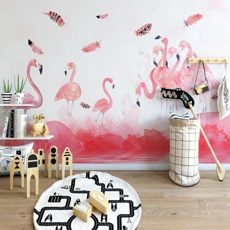 Papier Peint Panoramique Flamant Rose