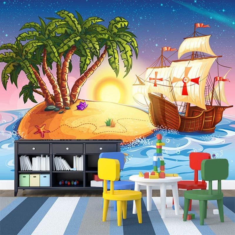 Papier Peint Pirate Bateau et Plage