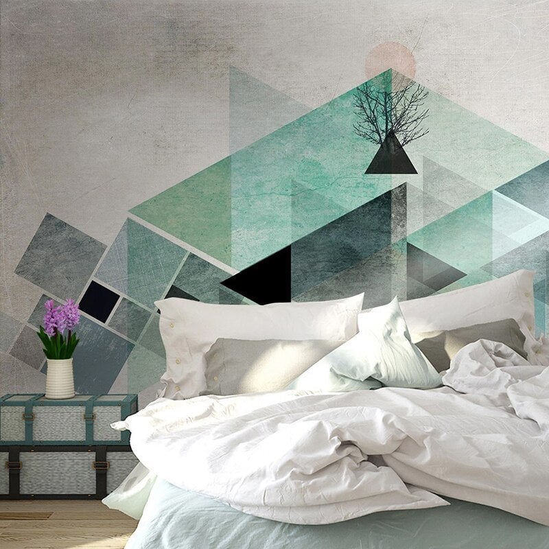 Papier Peint Scandinave Bleu Triangles