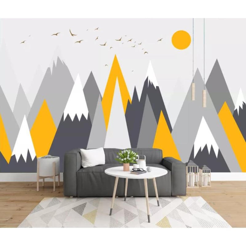 Papier Peint Scandinave Jaune et Gris