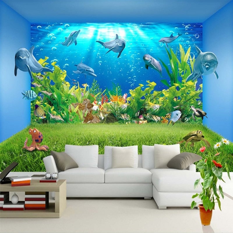 papier peint trompe l’oeil aquarium