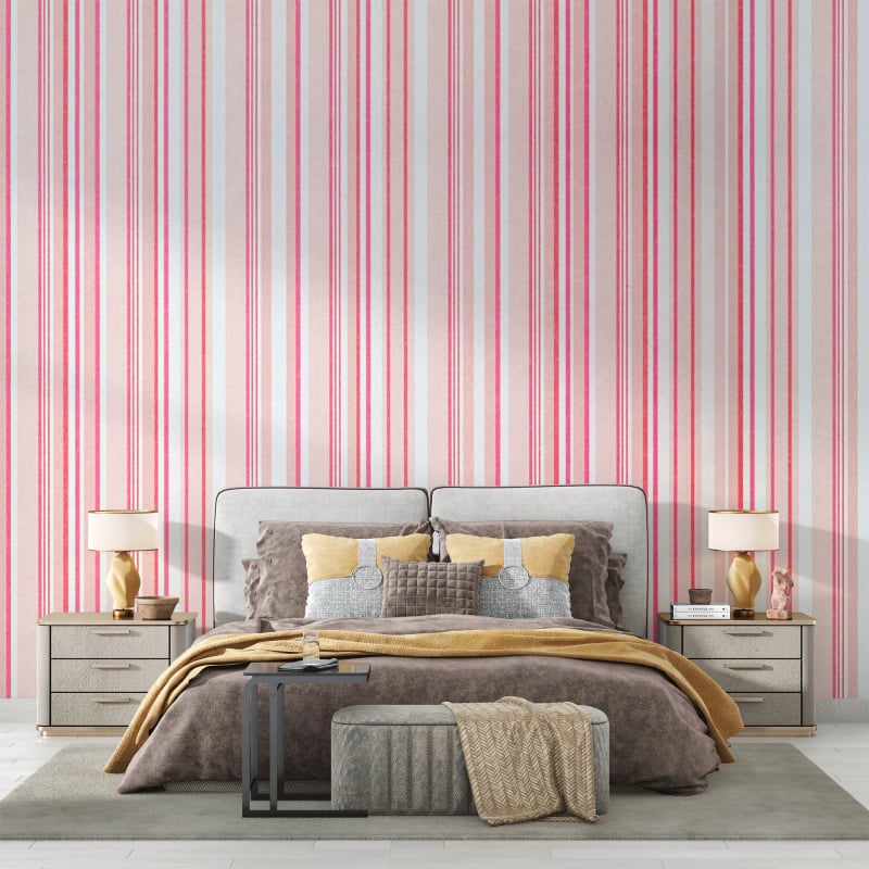 Pink and White Striped Wallpaper - Second Image